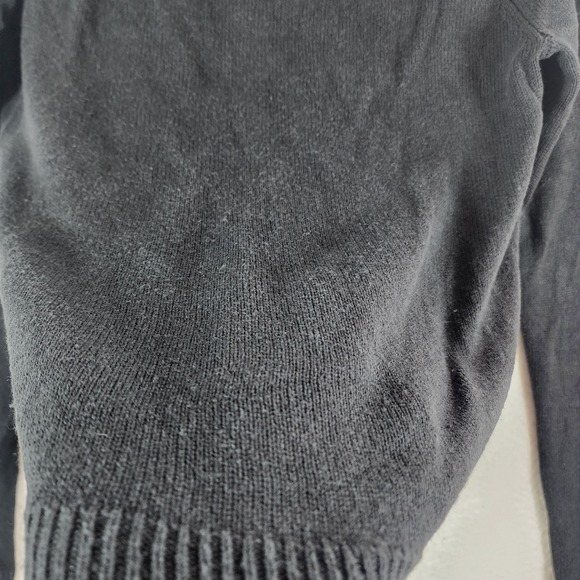 Lauren Ralph Lauren Sweater Sz L Black Silk Cashmere Blend Metallic Gold Trim - Picture 6 of 8